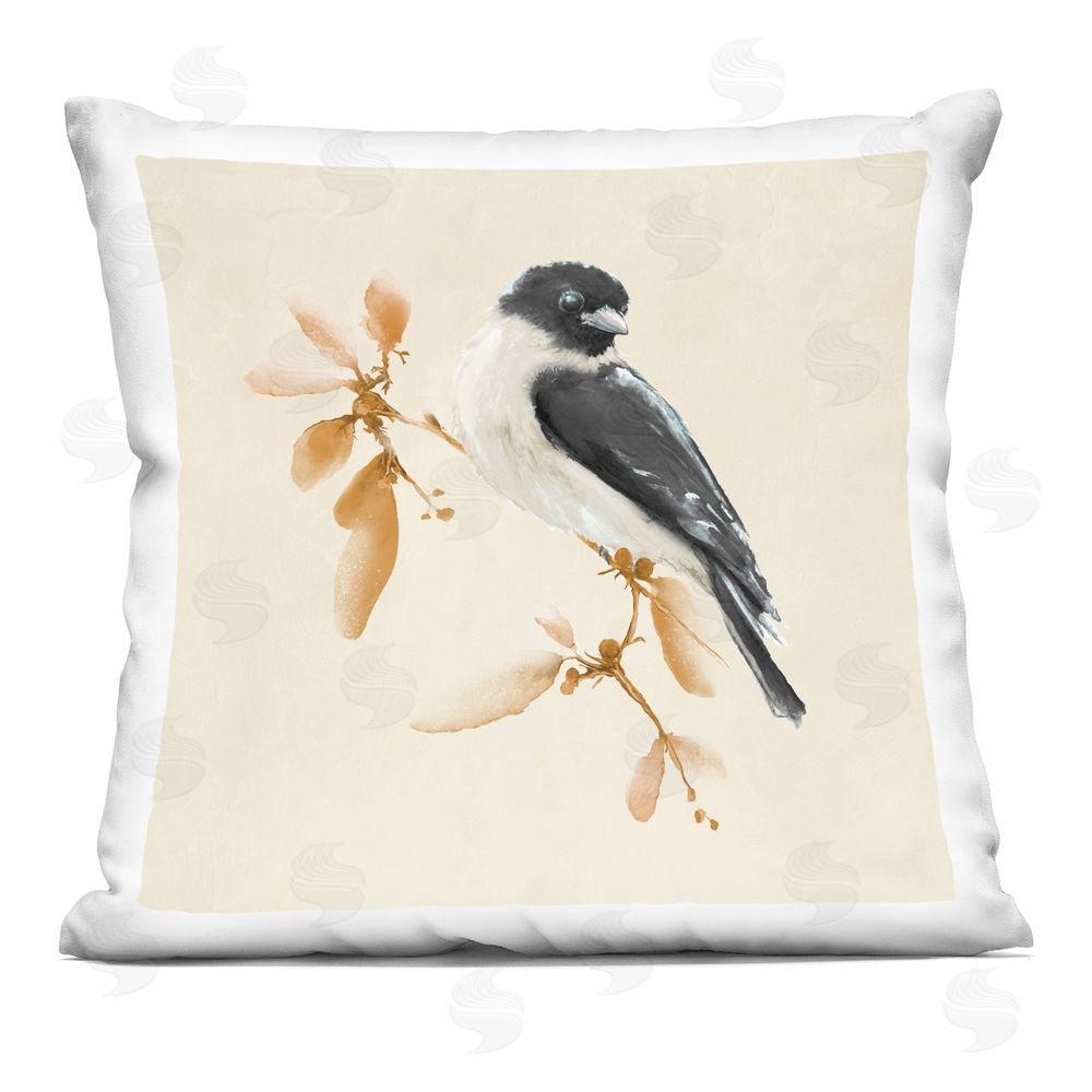 Diannart Subtle Watercolor Chickadee Printed Throw Pillow 