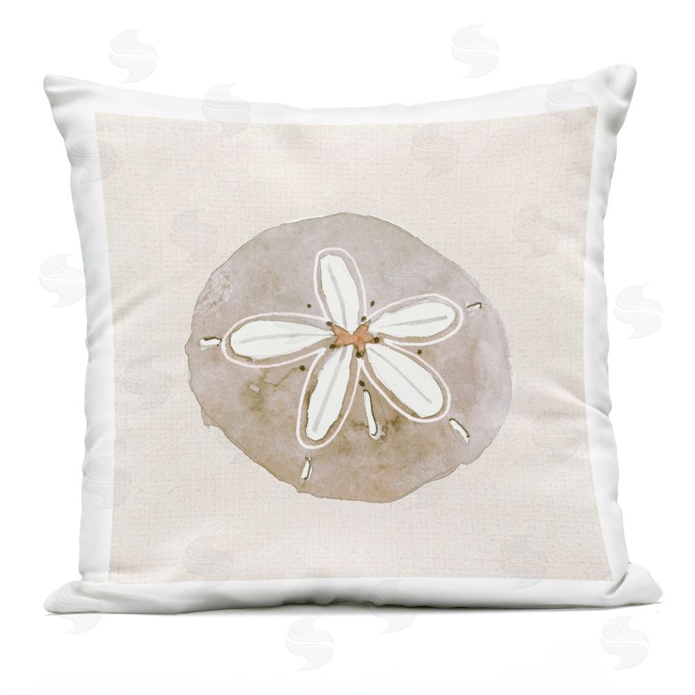 Lanie Loreth Beige & White Sand Dollar Outdoor Printed Throw Pillow