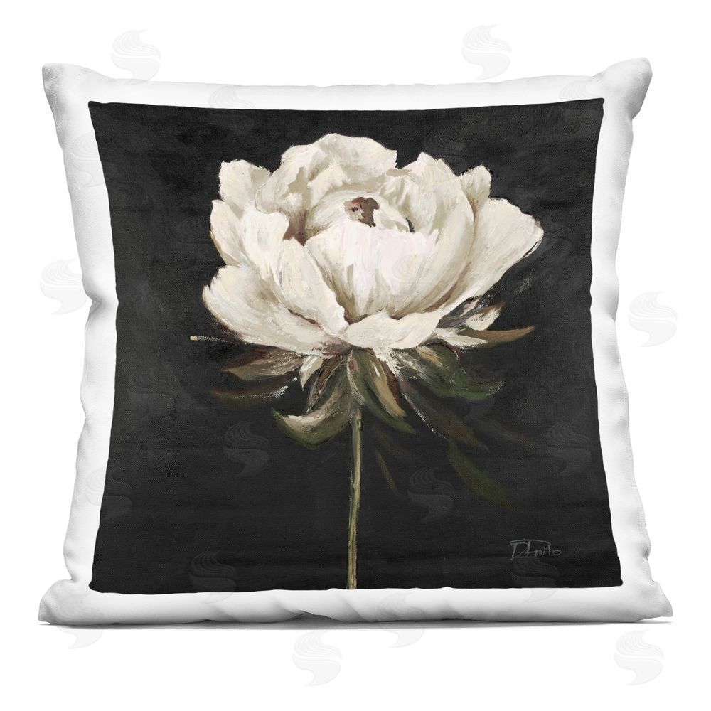 Patricia Pinto Pretty Delicate Bloom on Black Printed Throw Pillow 