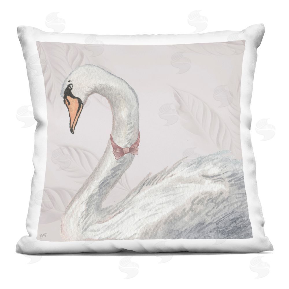 Elizabeth Medley Soft Classic Swan & Bow Printed Throw Pillow 