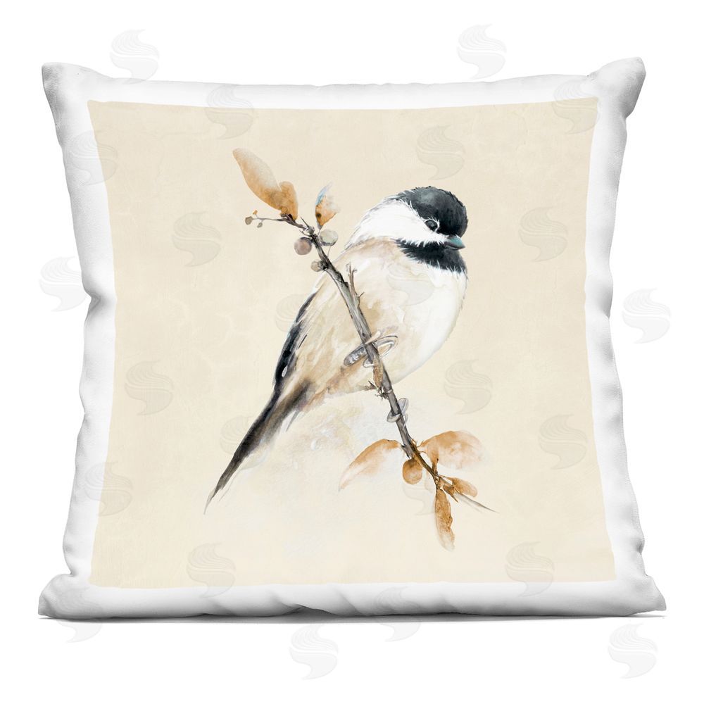 Diannart Muted Watercolor Chickadee Printed Throw Pillow 