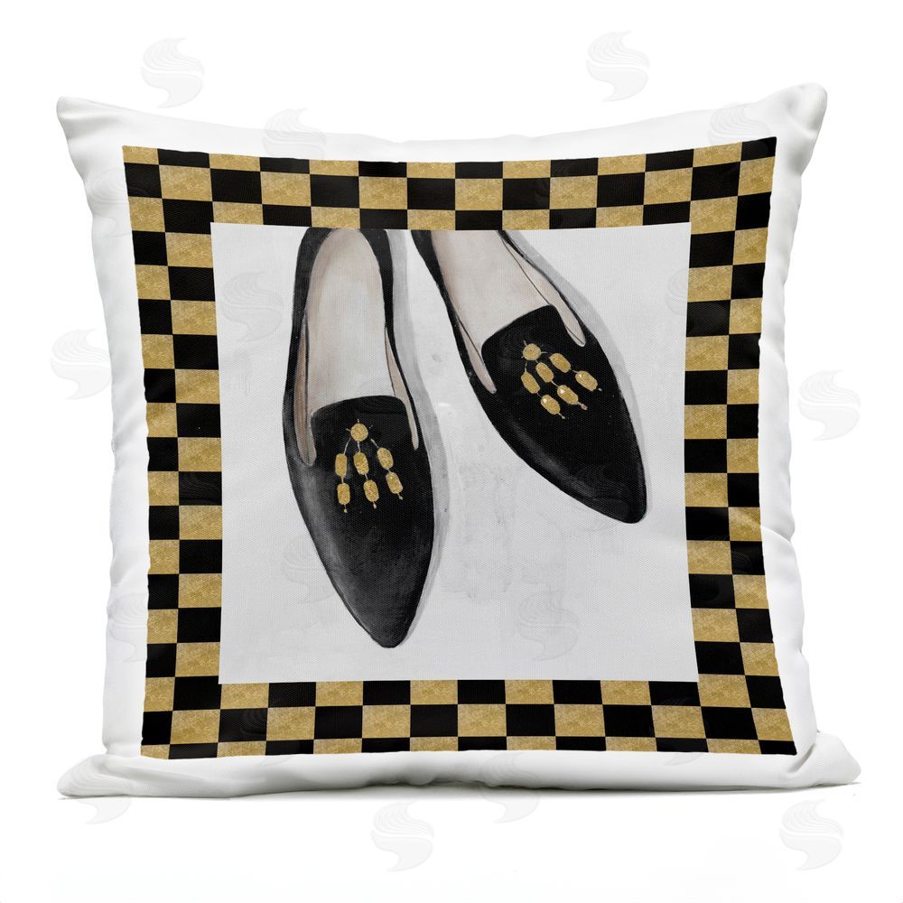 Lorenzo Collective Glam Black Flats Outdoor Printed Throw Pillow