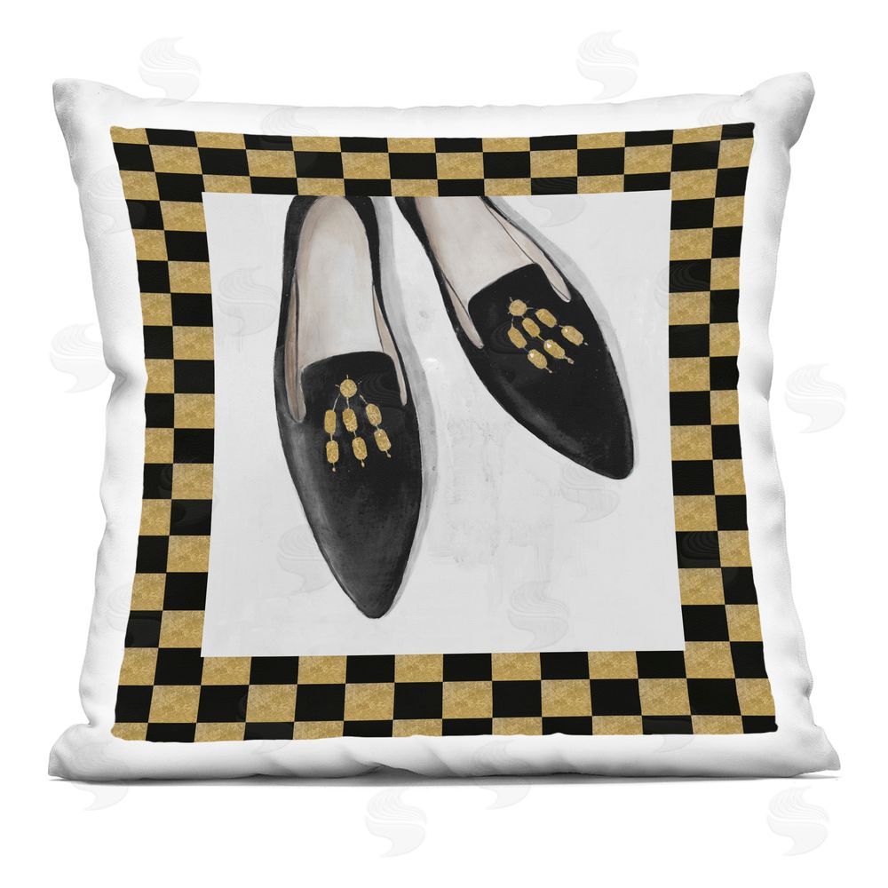 Lorenzo Collective Glam Black Flats Printed Throw Pillow 