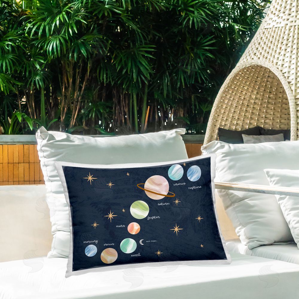 Stupell Studio Educational Space System Lumbar Outdoor Quick-Dry Polyester Throw Pillow on Seat