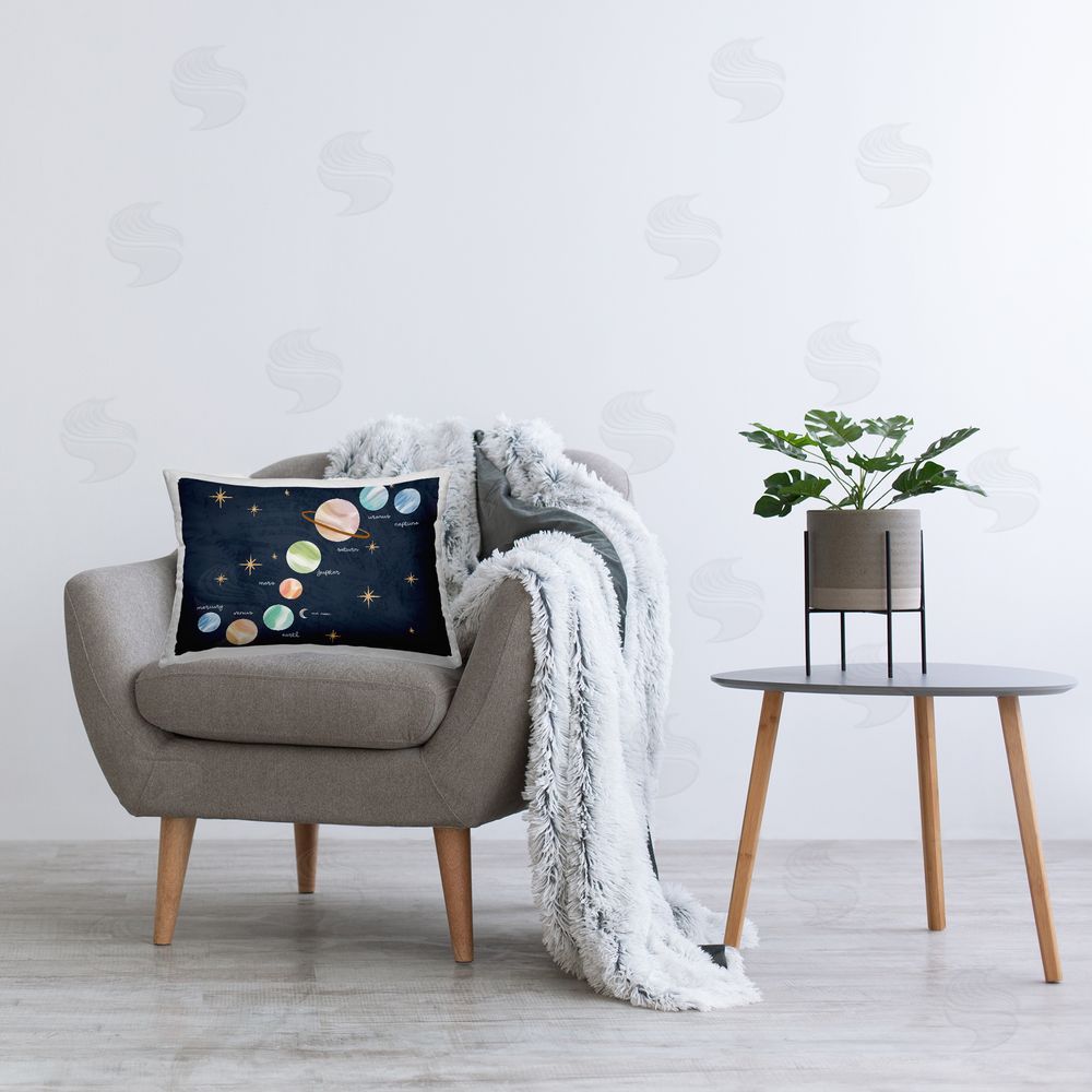 Stupell Studio Educational Space System Square Outdoor Quick-Dry Polyester Throw Pillow on Seat