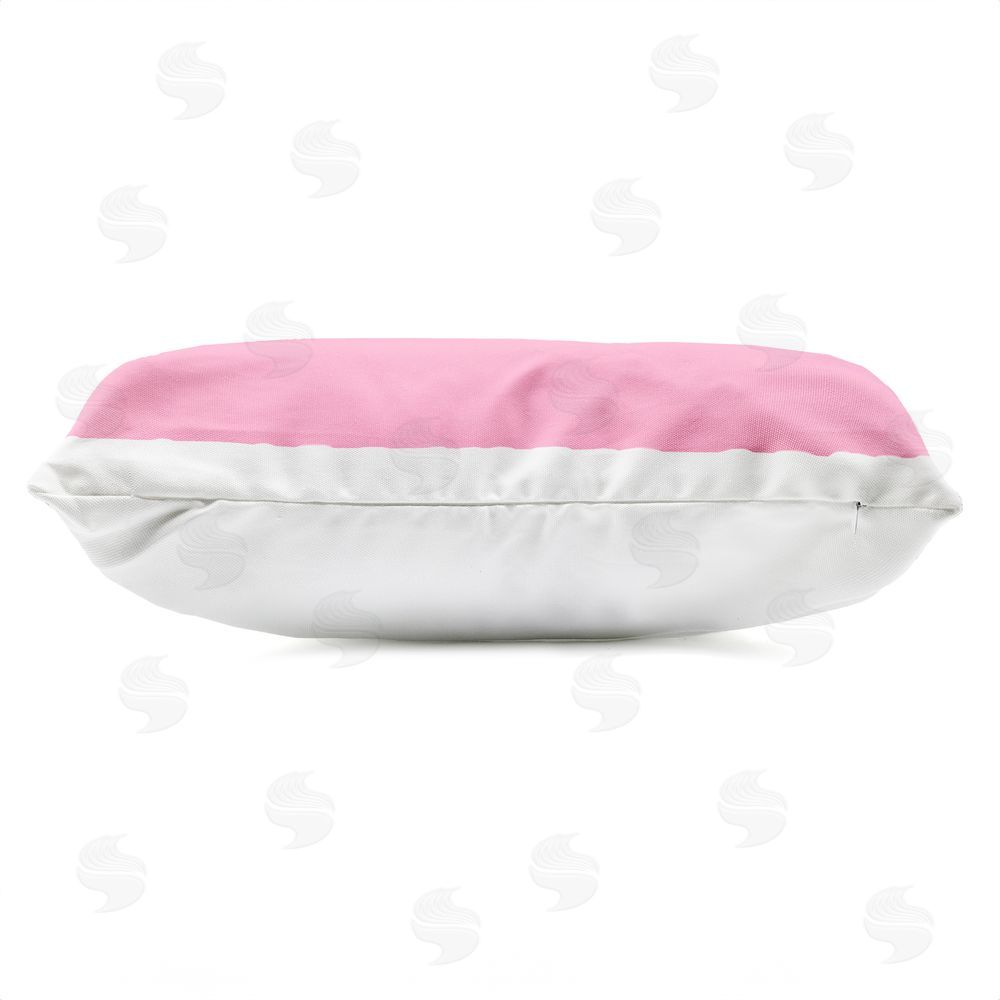 LISH Creative Rainbow Lollipops on Pink Outdoor Printed Lumbar Throw Pillow Side View with Zipper Detail
