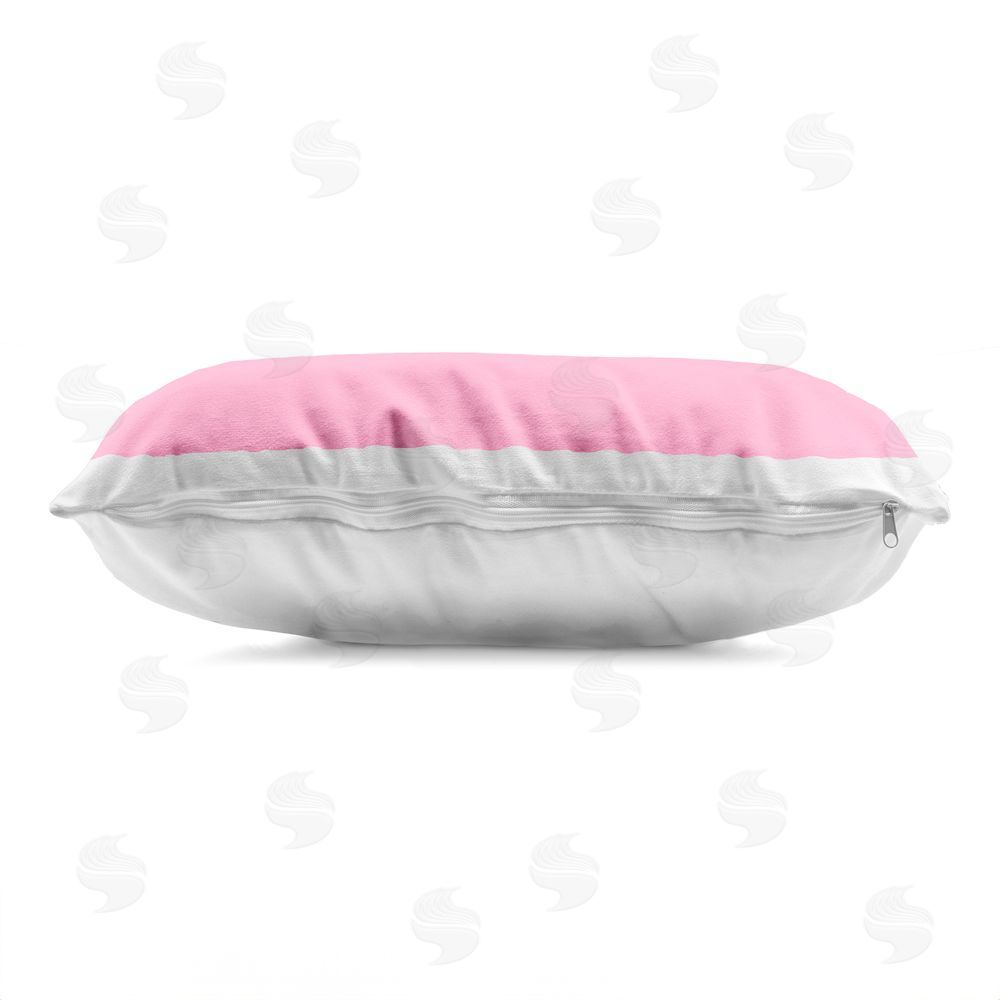 LISH Creative Rainbow Lollipops on Pink Printed Lumbar Throw Pillow Side View with Zipper Detail