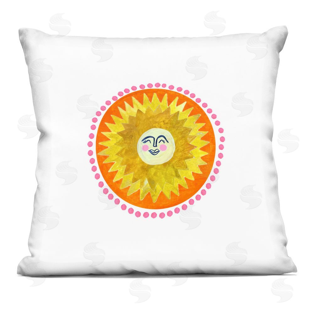 Katherine Herrell Studio Yellow & Orange Smiling Sun Square Printed Throw Pillow