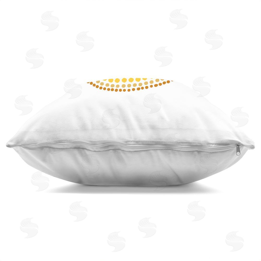 Katherine Herrell Studio Yellow Sun's Smile Square Printed Throw Pillow Side View with Zipper Detail