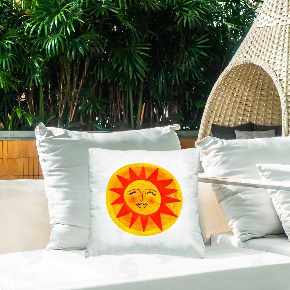 Katherine Herrell Studio Warm Fiery Sun Outdoor Square Printed Throw Pillow on Seat