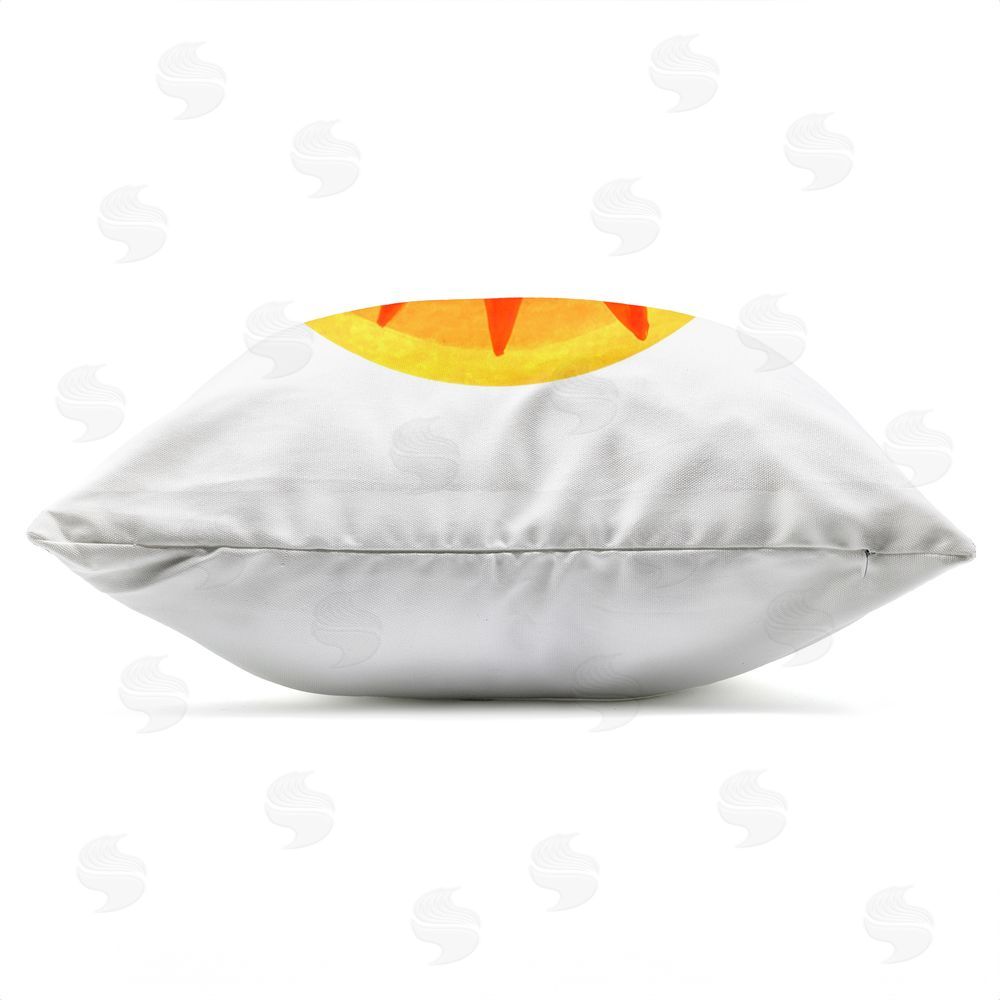 Katherine Herrell Studio Warm Fiery Sun Outdoor Square Printed Throw Pillow Side View with Zipper Detail