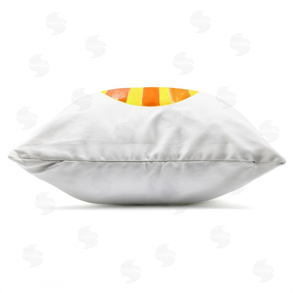 Katherine Herrell Studio Simple Warm Sunshine Outdoor Square Printed Throw Pillow Side View with Zipper Detail
