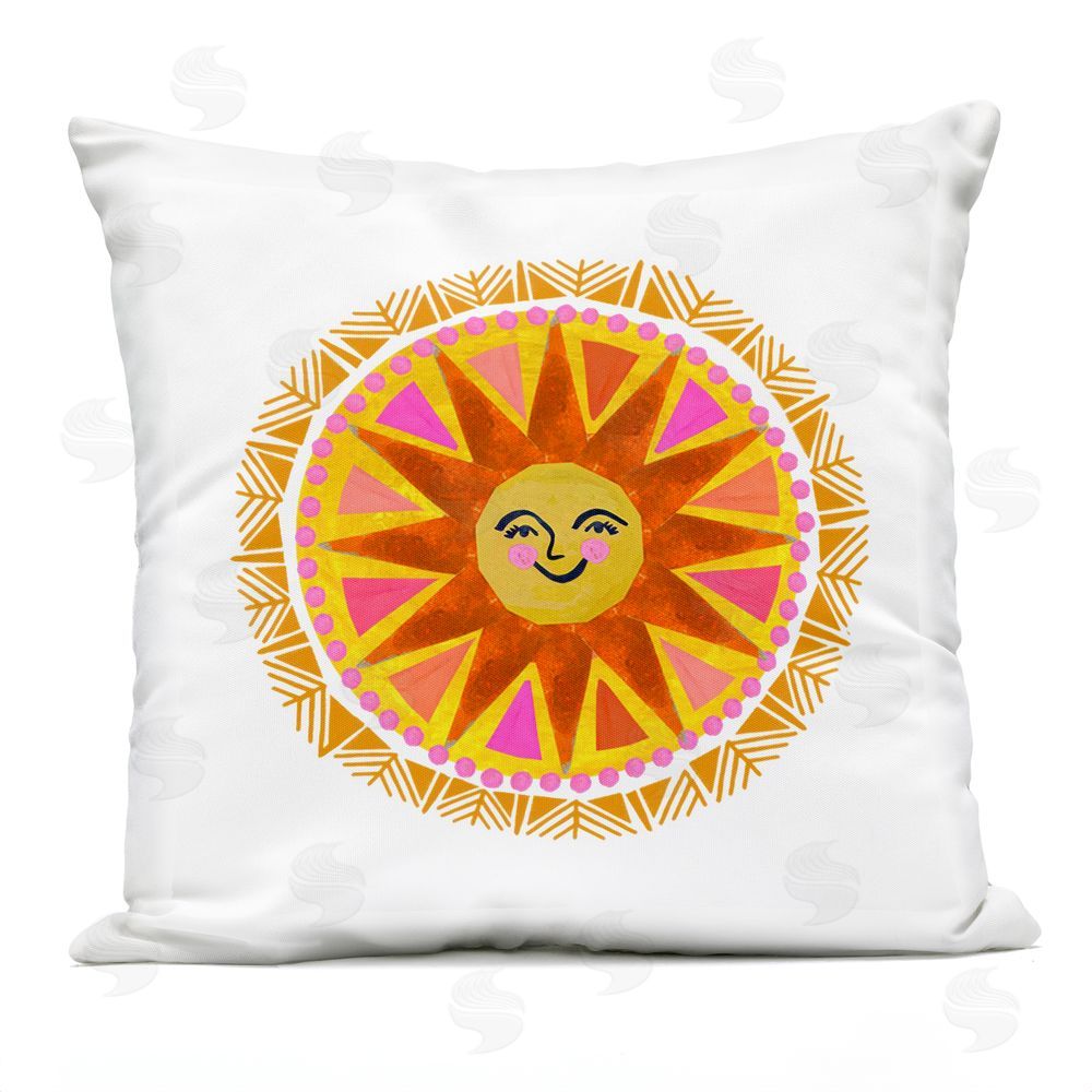 Katherine Herrell Studio Boho Smiling Sun Rays Outdoor Square Printed Throw Pillow