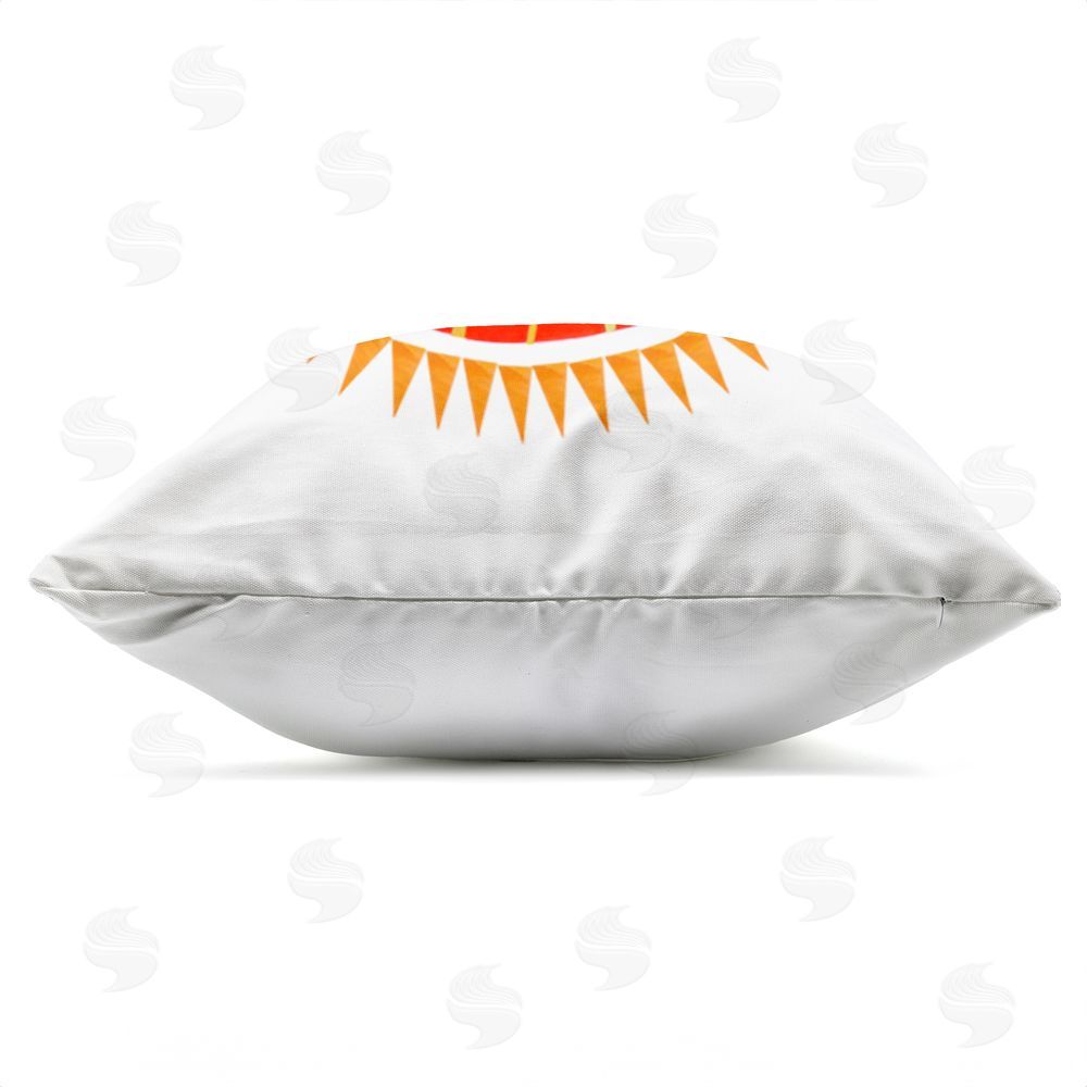 Katherine Herrell Studio Cheerful Boho Sun Outdoor Square Printed Throw Pillow Side View with Zipper Detail