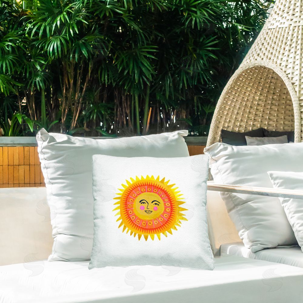 Katherine Herrell Studio Eccentric Bohemian Sun Outdoor Square Printed Throw Pillow on Seat