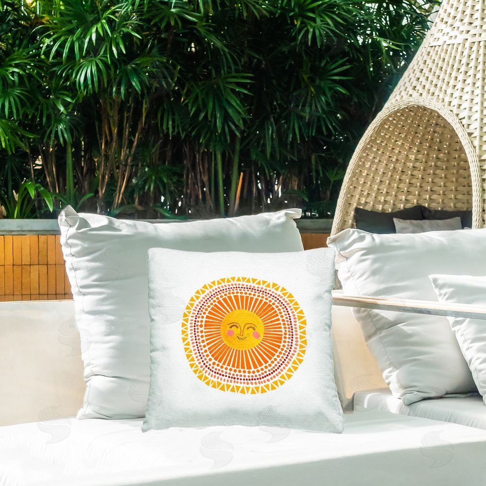 Katherine Herrell Studio Patterned Medallion Sun Outdoor Square Printed Throw Pillow on Seat
