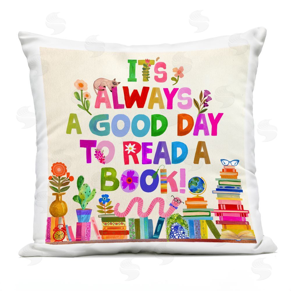 Katherine Herrell Studio Good Day To Read A Book Outdoor Square Printed Throw Pillow