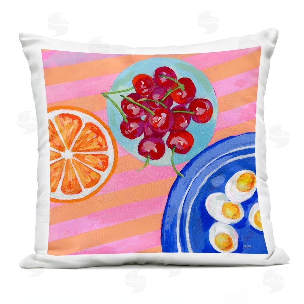 Rachael Reese Summer Snacks Picnic Blanket Outdoor Square Printed Throw Pillow
