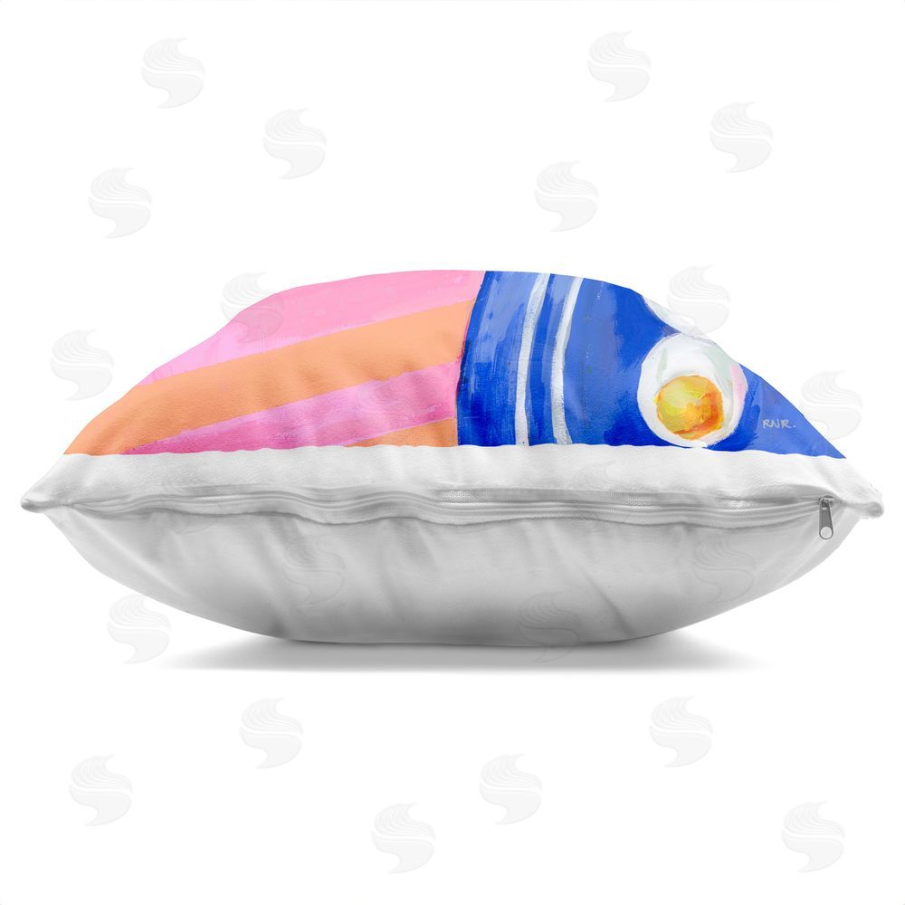 Rachael Reese Summer Snacks Picnic Blanket Square Printed Throw Pillow Side View with Zipper Detail