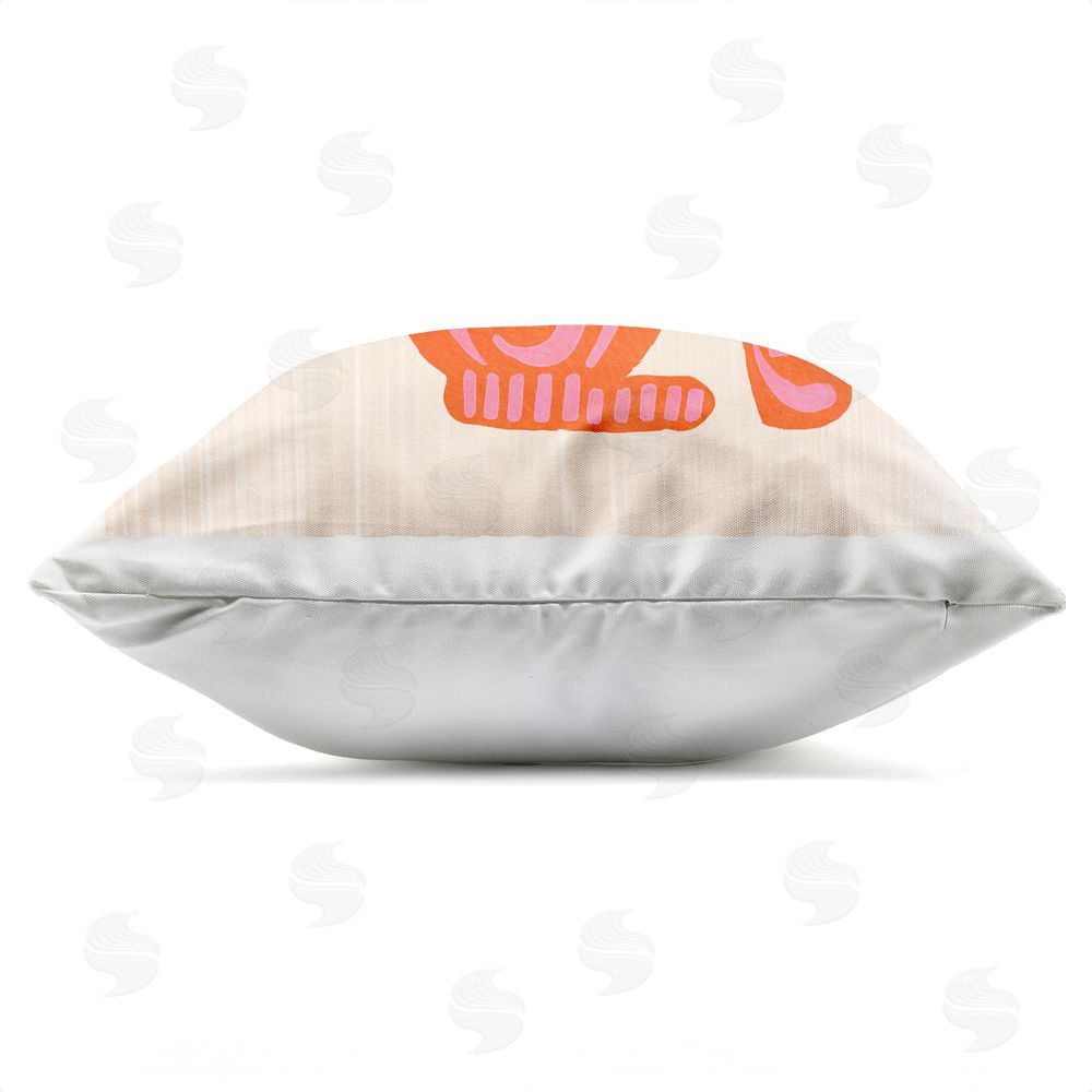 The Paper Curator Whimsical Folk Fox Vibrance Outdoor Square Printed Throw Pillow Side View with Zipper Detail