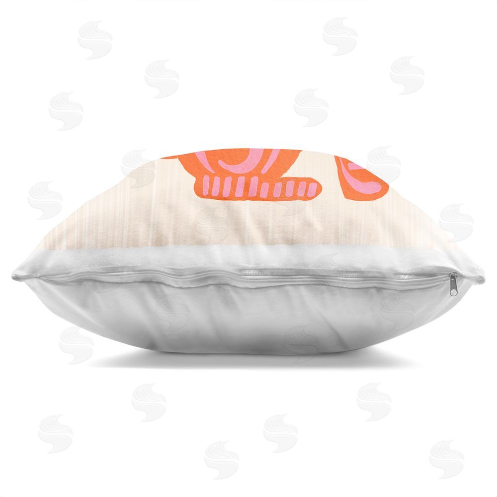 The Paper Curator Whimsical Folk Fox Vibrance Square Printed Throw Pillow Side View with Zipper Detail