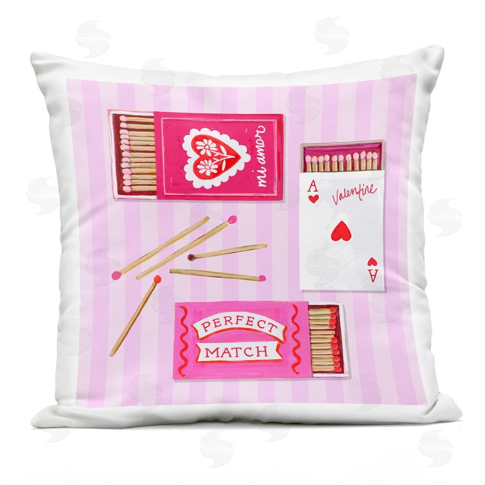 Rachael Reese Perfect Match Valentine Matchboxes Outdoor Square Printed Throw Pillow