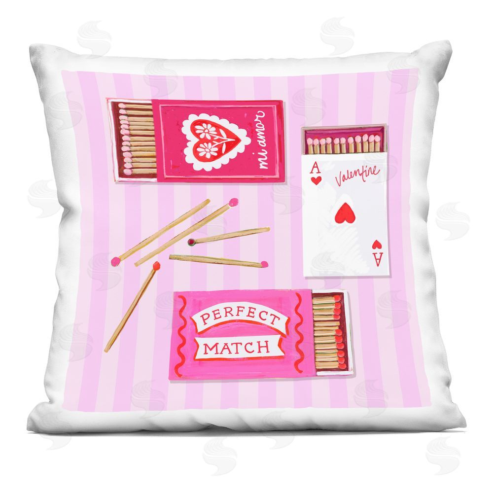 Rachael Reese Perfect Match Valentine Matchboxes Square Printed Throw Pillow