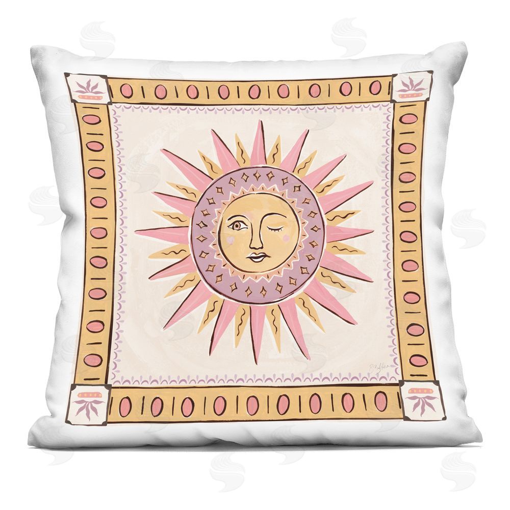 Two If By Sea Studios Pastel Winking Sun with Border Square Printed Throw Pillow