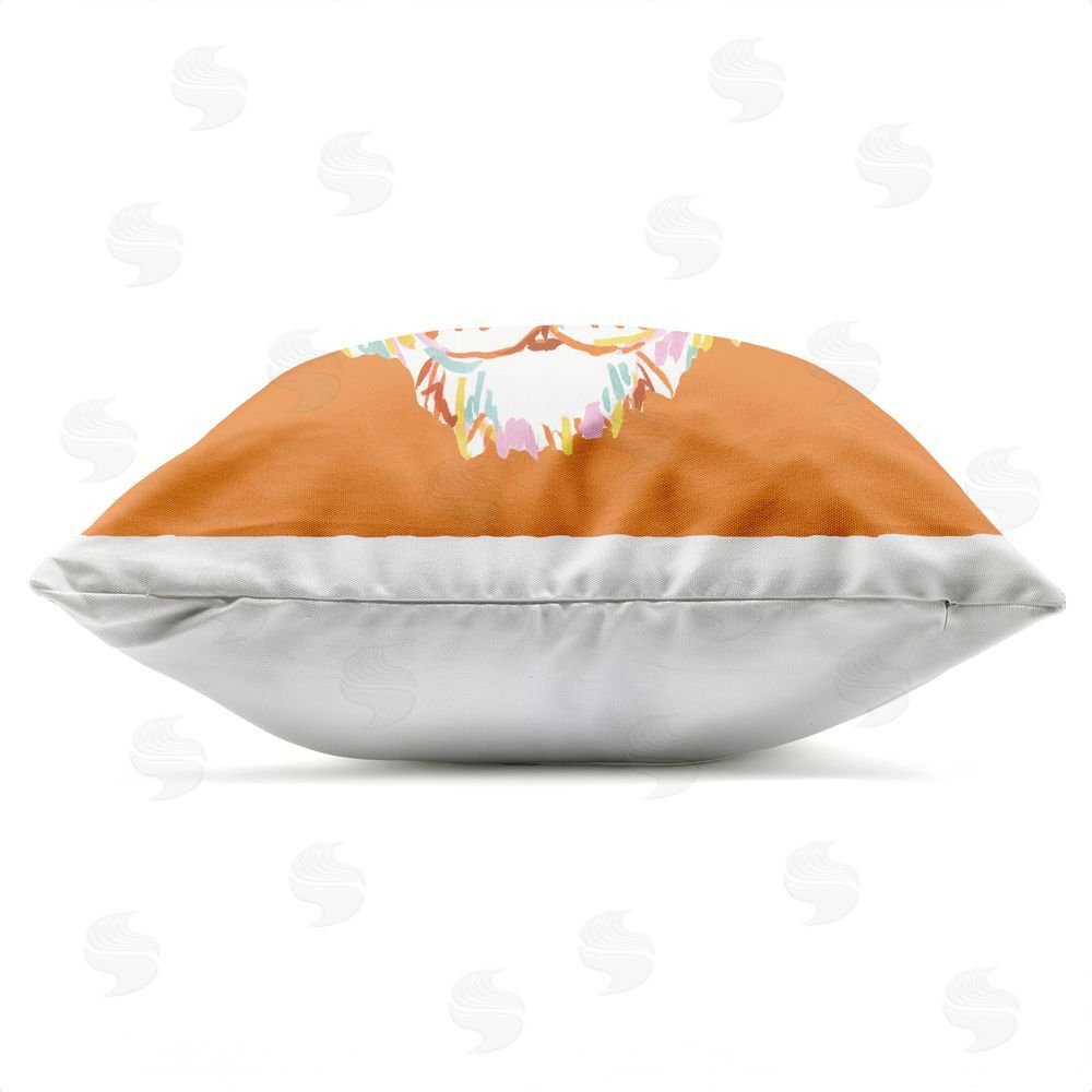 Karolina Sato Fun Bold Orange Tiger Outdoor Square Printed Throw Pillow Side View with Zipper Detail