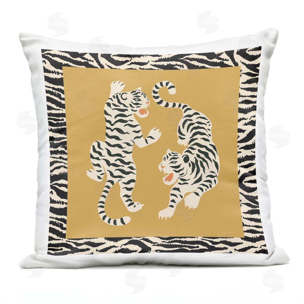 Karolina Sato Boho Twin Tiger Stripes Outdoor Square Printed Throw Pillow