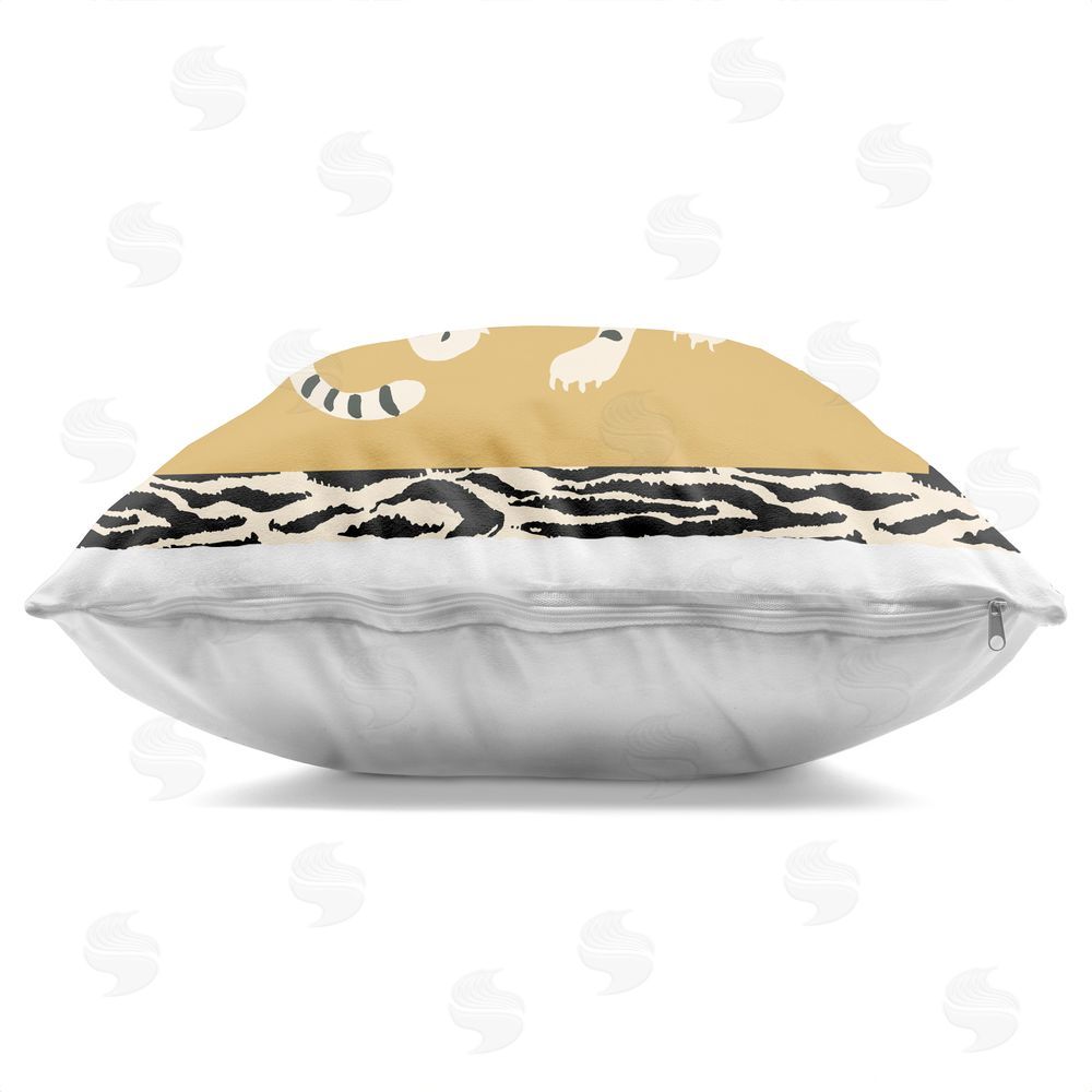 Karolina Sato Boho Twin Tiger Stripes Square Printed Throw Pillow Side View with Zipper Detail