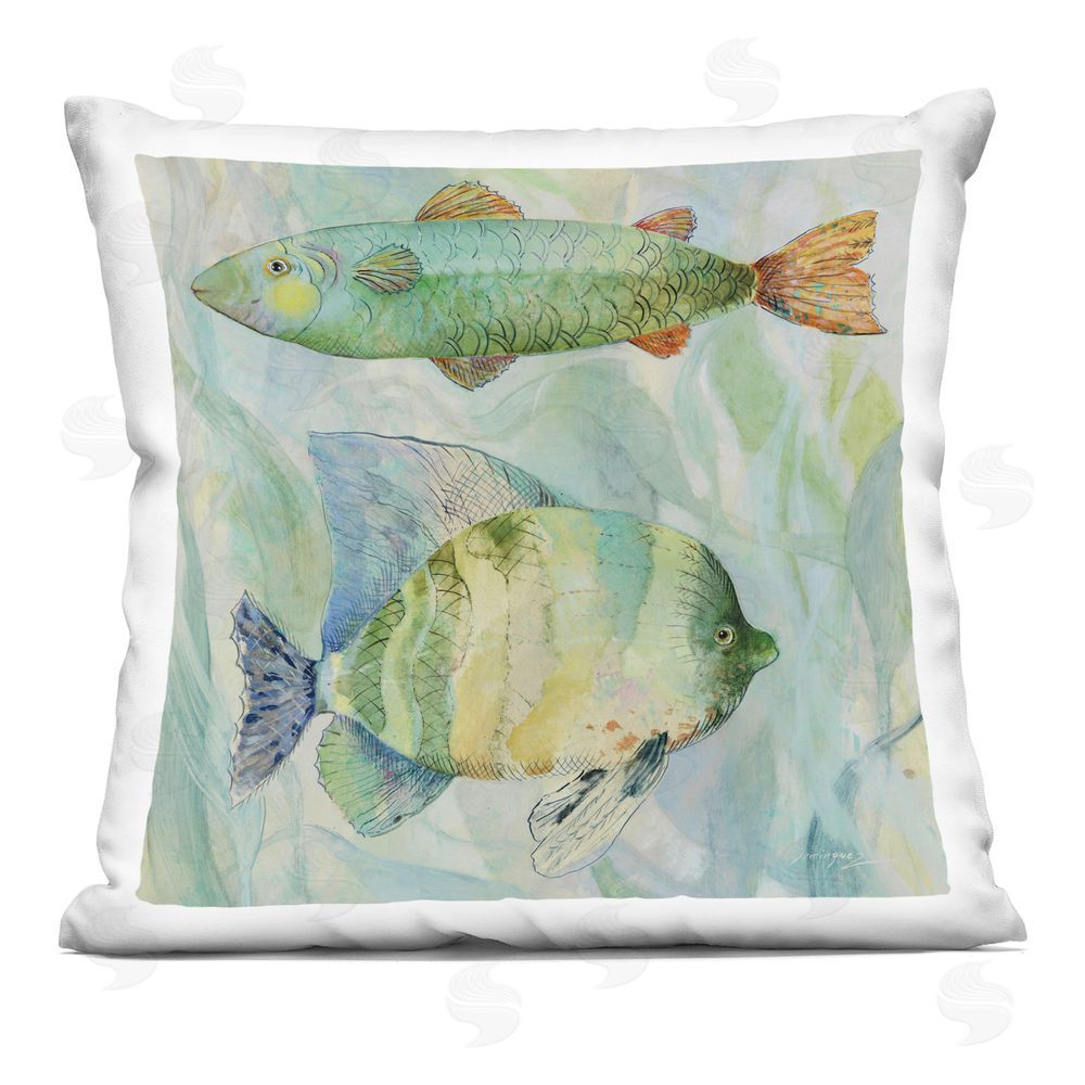Lorenzo Collective Sweet Fish Duo Watercolor Square Printed Throw Pillow