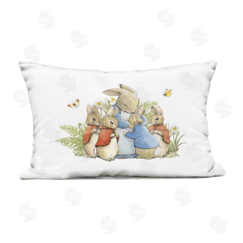 Arlington Prints Hugging Mother Rabbit Lumbar Outdoor Quick-Dry Polyester Throw Pillow