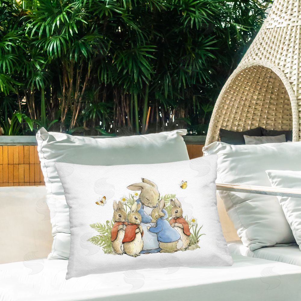 Arlington Prints Hugging Mother Rabbit Lumbar Outdoor Quick-Dry Polyester Throw Pillow on Seat