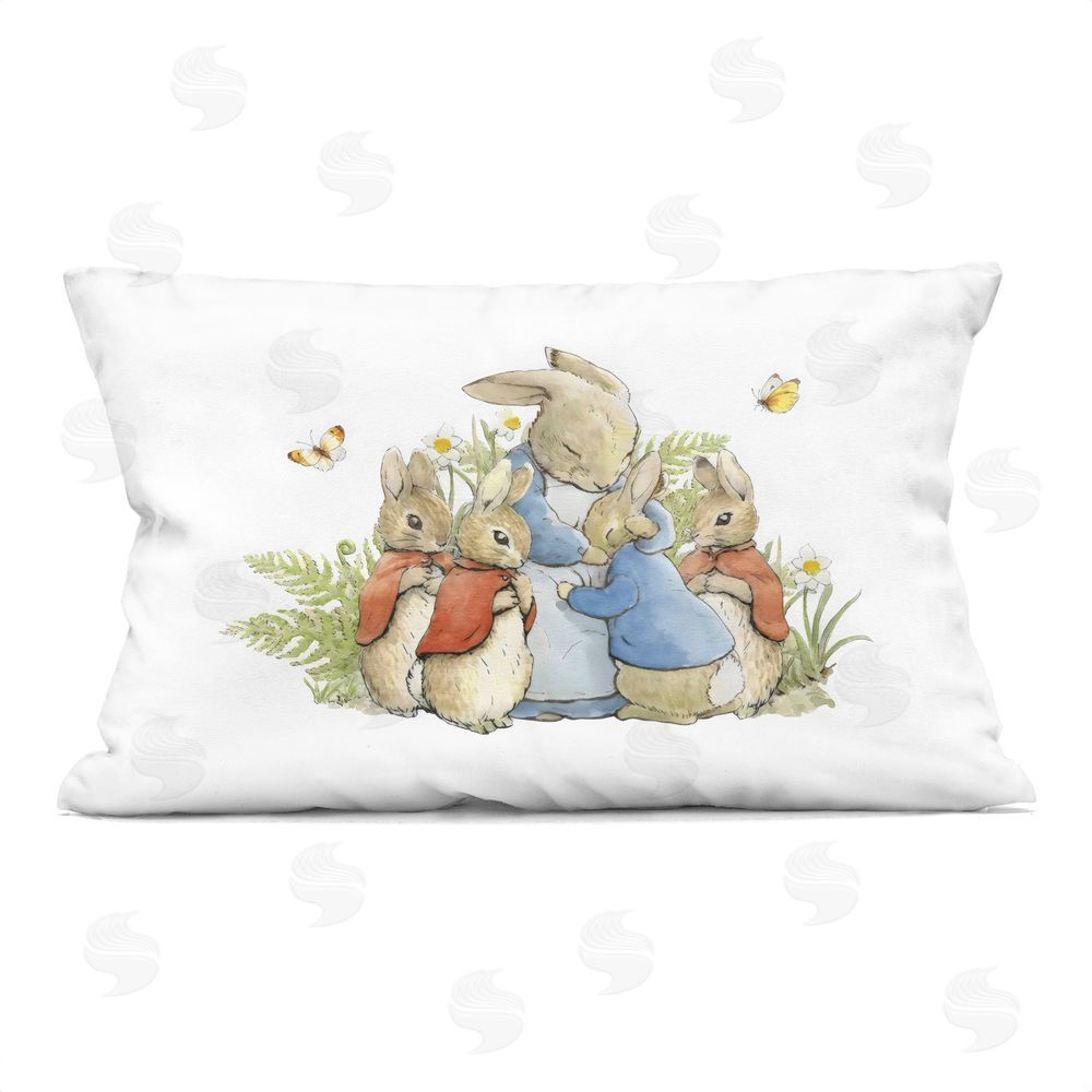 Arlington Prints Hugging Mother Rabbit Square Outdoor Quick-Dry Polyester Throw Pillow