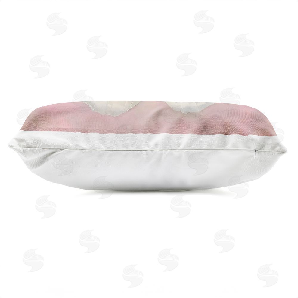 Arlington Prints Gossamer Butterfly on Blush Background Outdoor Printed Lumbar Throw Pillow Side View with Zipper Detail