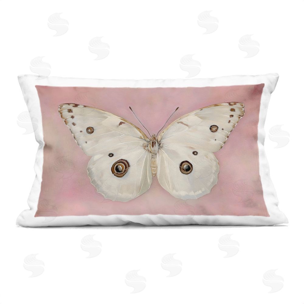 Arlington Prints Gossamer Butterfly on Blush Background Printed Lumbar Throw Pillow