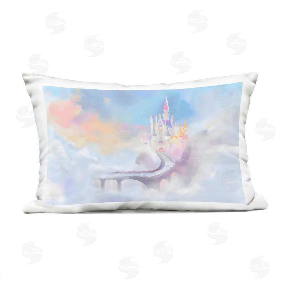 Arlington Prints Enchanted Bridge To Castle Outdoor Printed Lumbar Throw Pillow