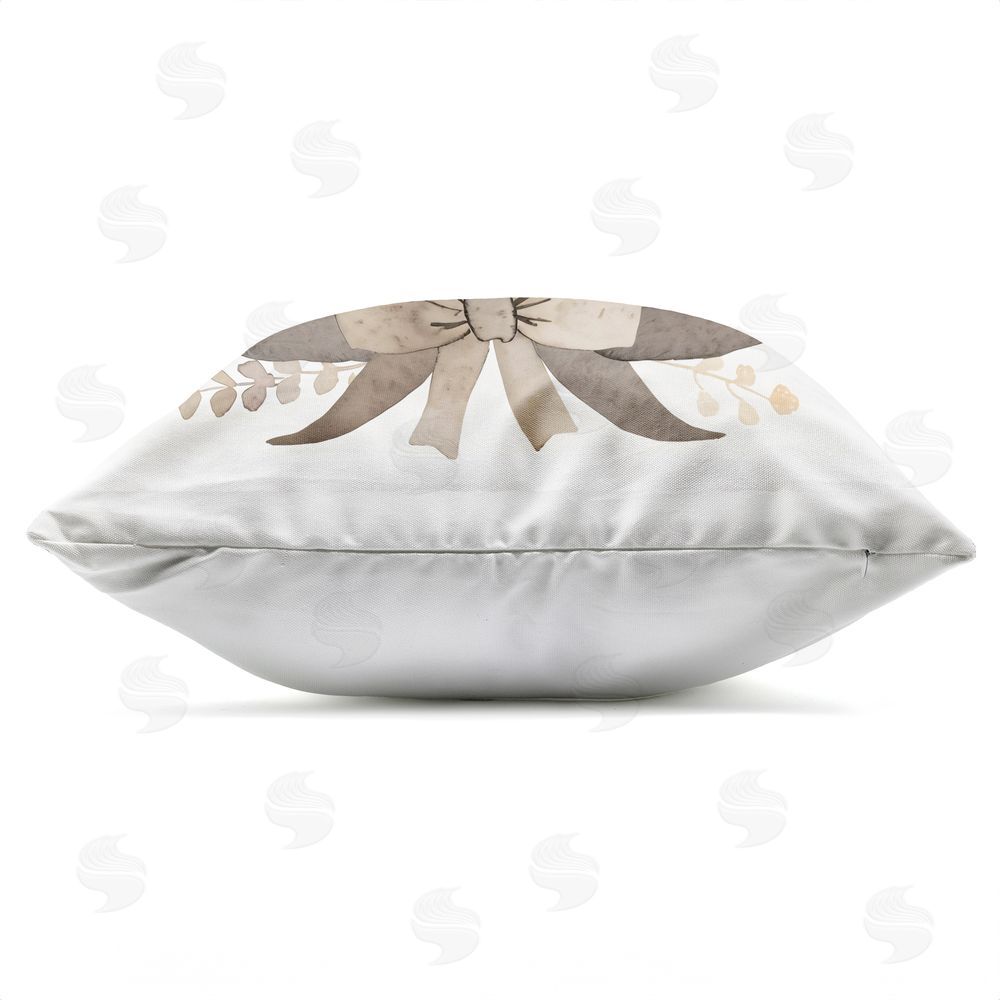 Creative Studio Neutral Floral Bouquet Beige Outdoor Square Printed Throw Pillow Side View with Zipper Detail