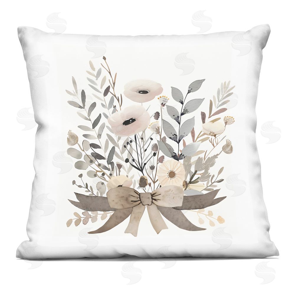 Creative Studio Neutral Floral Bouquet Beige Square Printed Throw Pillow