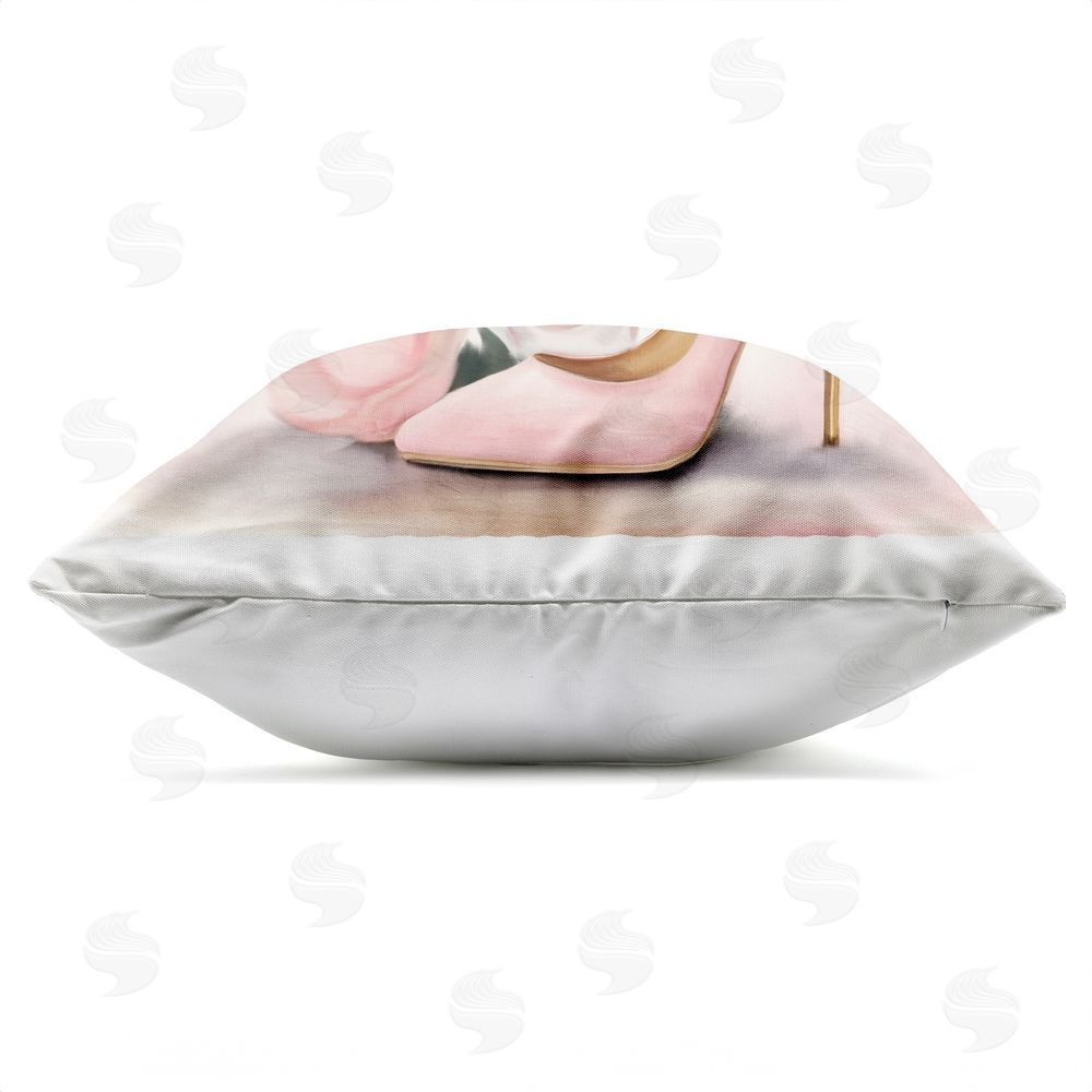Kim Allen Pink Beauty Bouquet Outdoor Quick-Dry Polyester Square Throw Pillow Zipper Detail