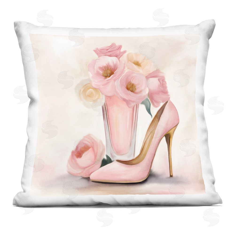 Kim Allen Pink Beauty Bouquet Indoor Plush Polyester Square Throw Pillow