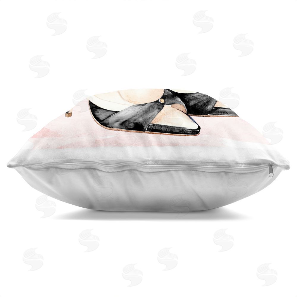Kim Allen Blush Glam Time Shoes Indoor Plush Polyester Square Throw Pillow Zipper Detail