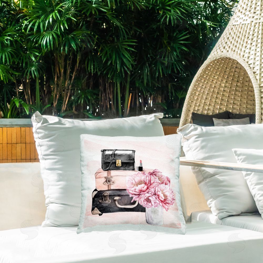 Kim Allen Glam Time Stacked Bags Outdoor Quick-Dry Polyester Printed Square Pillow on Patio