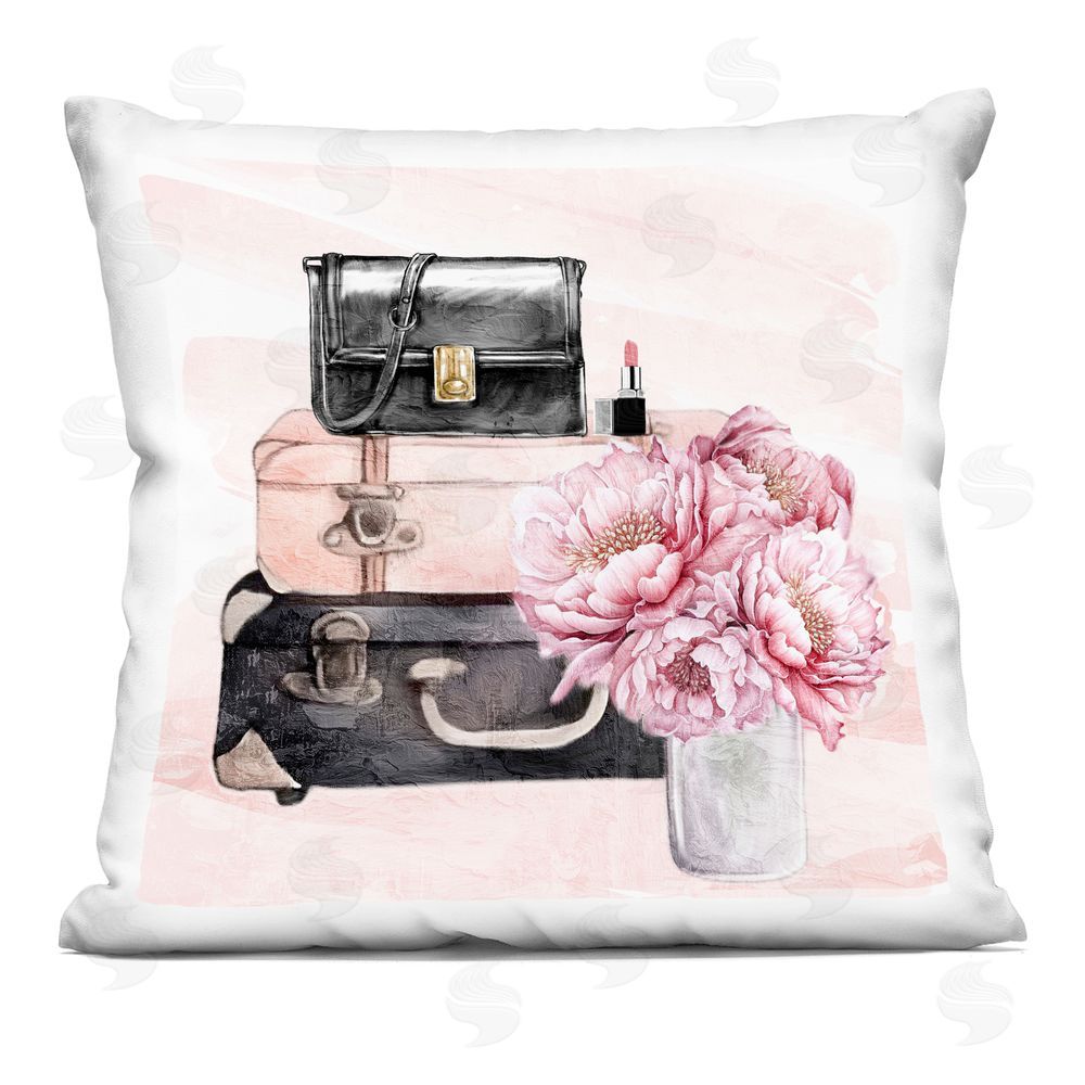 Kim Allen Glam Time Stacked Bags Indoor Plush Polyester Square Throw Pillow