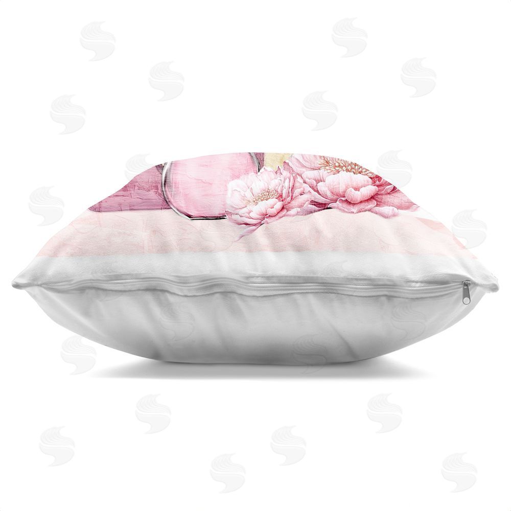 Kim Allen Blush Glam Time Collection Indoor Plush Polyester Square Throw Pillow Zipper Detail