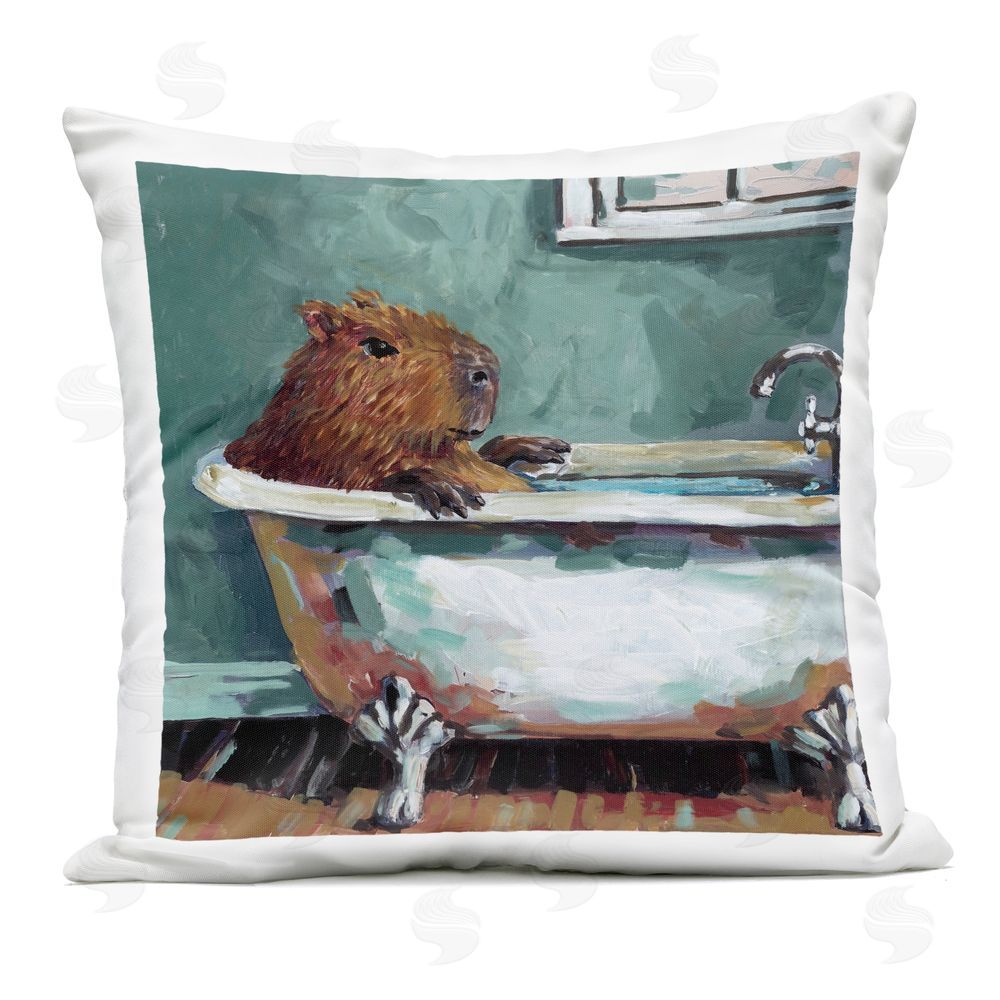 Studio Bautista Capybara in Bubble Bath Outdoor Printed Throw Pillow
