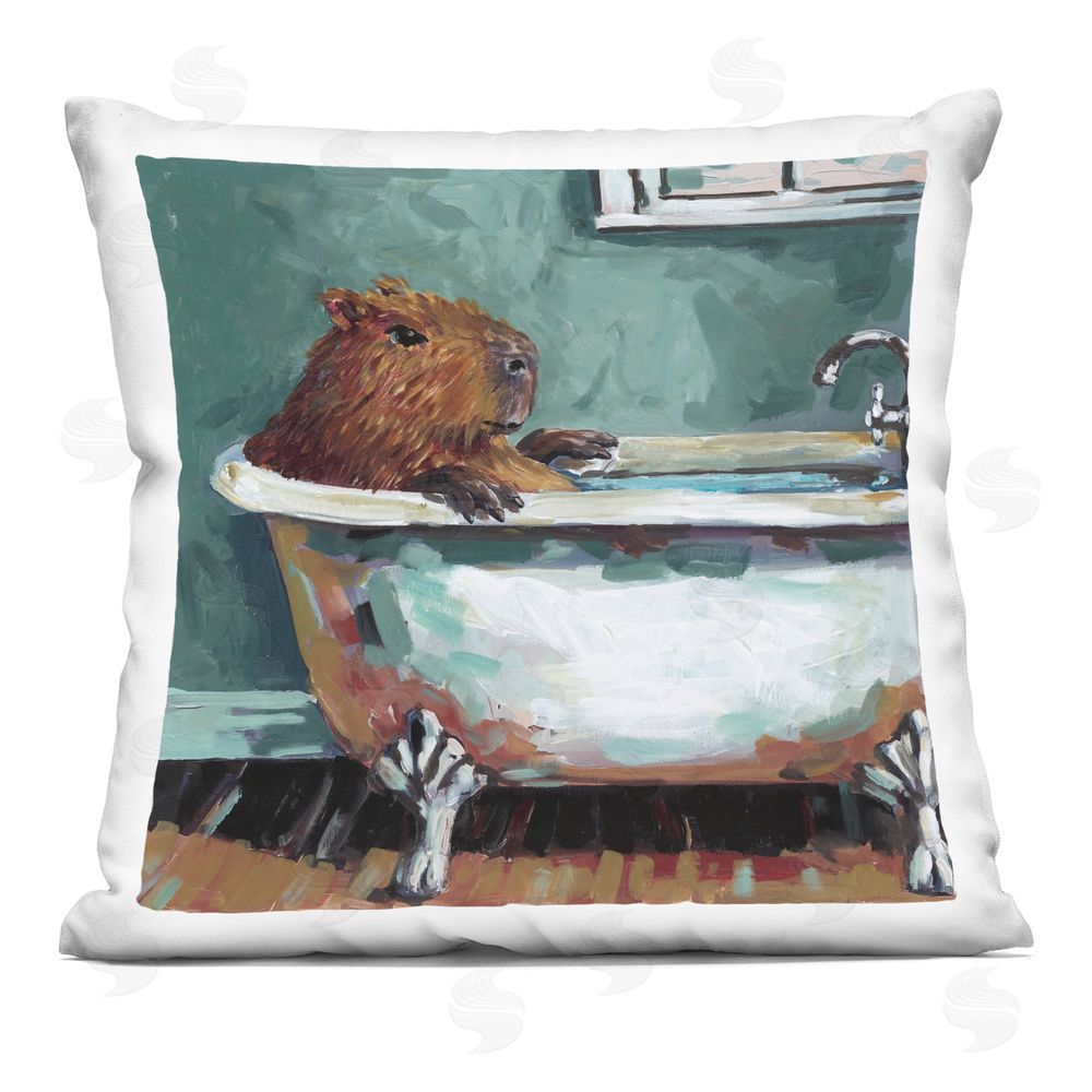 Studio Bautista Capybara in Bubble Bath Indoor Printed Throw Pillow