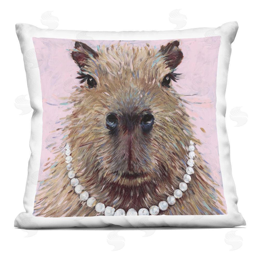 Studio Bautista Capybara with Pearl Necklace Indoor Printed Throw Pillow
