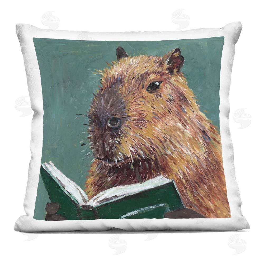 Studio Bautista Studious Capybara Reading Indoor Printed Throw Pillow